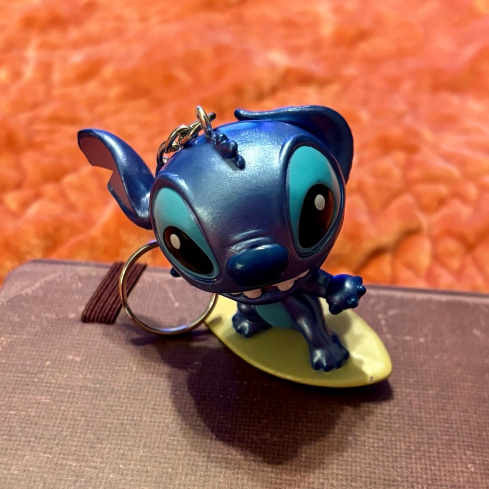 Handmade Disney Stitch on a surfboard Keychain